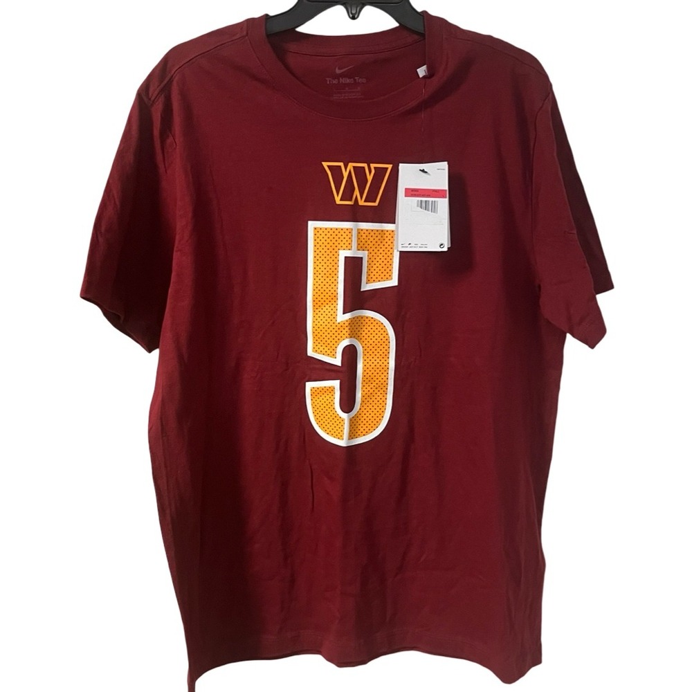 NWT Washington Commanders Nike NFL Mens TShirt Burgundy #5 Daniels Large